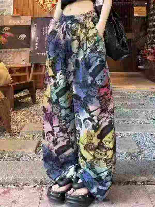 2228 pcs Celana Kaki Lebar Nezha Gaya Hangzhou Kualitas Tinggi Longgar Lurus Santai Musim Panas - Image 1