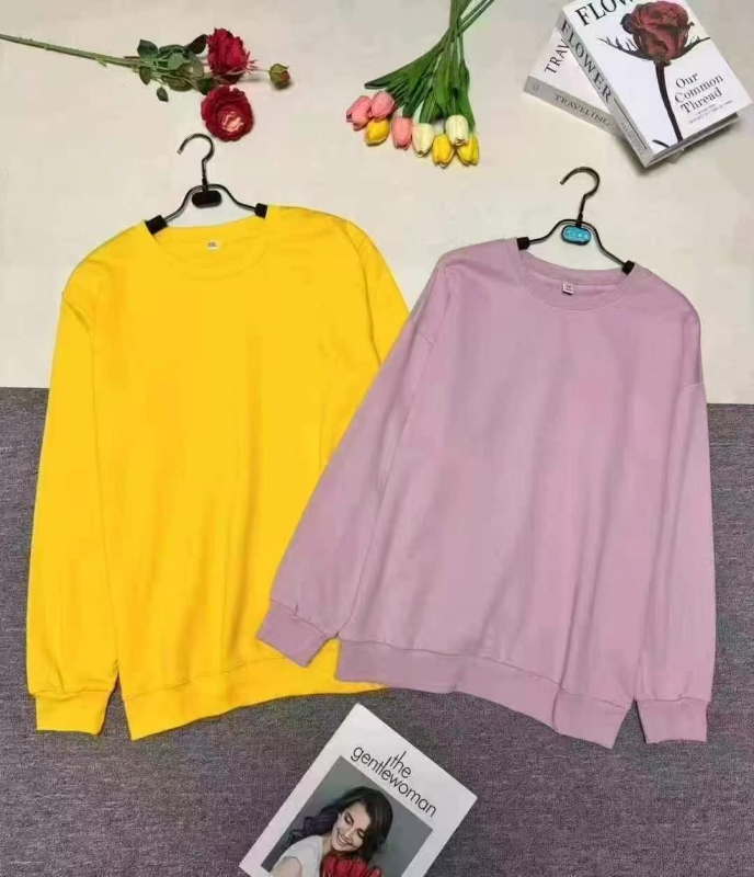4500'den Fazla Adet Yüksek Kaliteli Düz Pamuklu Bisiklet Yaka Sweatshirt - Image 1