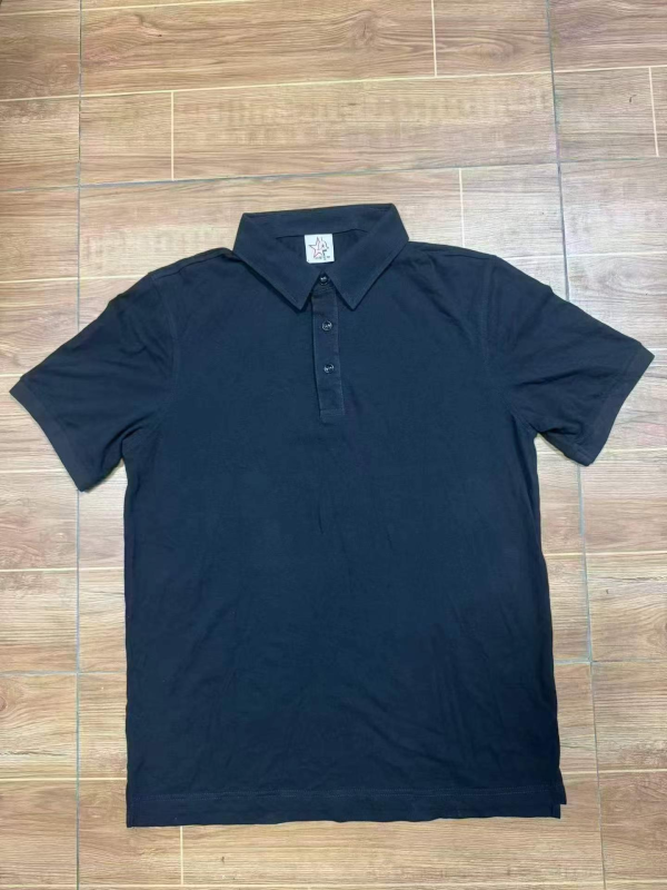 275 Adet Erkek Düz Kısa Kollu Klapa Yaka Tişört S-5XL Siyah - Image 1