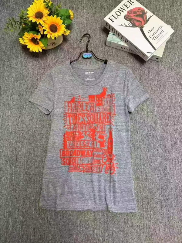 فیشن کاٹن پرنٹڈ شارٹ سلیو ٹی شرٹس، سائز S-XL، تقریباً 3400 ٹکڑے - Image 1