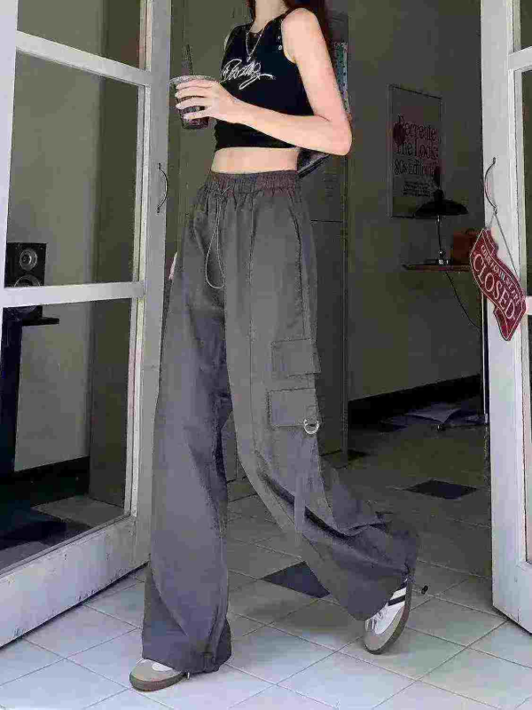 About 330 Pcs High Quality Unisex Summer Thin American Wide Leg Cargo Pants - Image 1