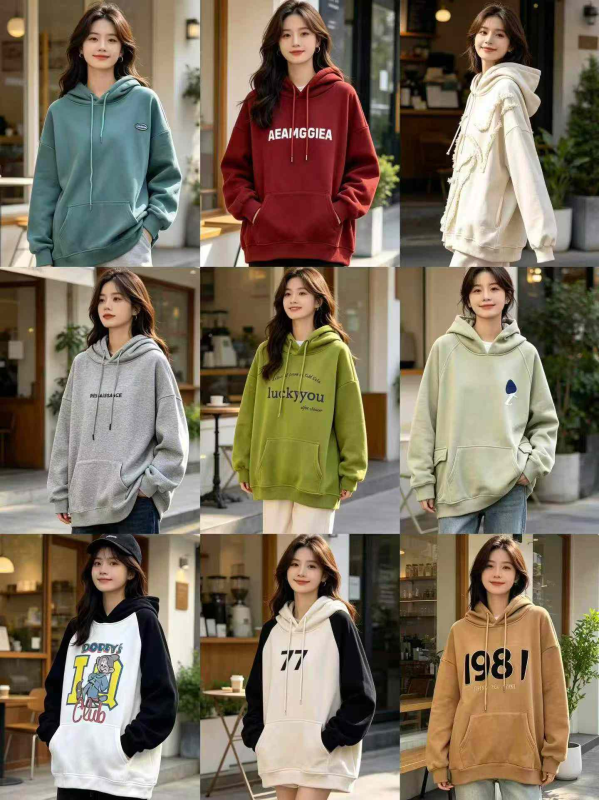 Amerykańskie modne bluzy typu hoodie z ciężkiej bawełny, ocieplane grubym polarem — 4000 sztuk, wyprzedaż hurtowa - Image 1