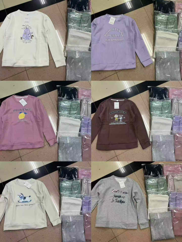 2000 Adet Kadın Kore Tarzı Pamuk Polar Astarlı Yuvarlak Yaka Sweatshirt - Image 1