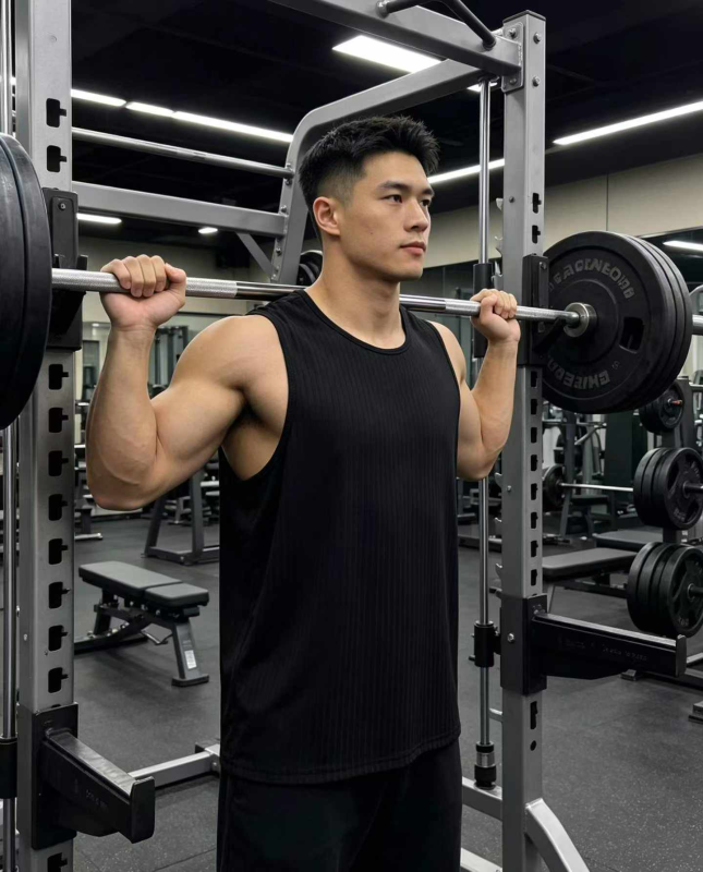 261 Helai Tank Top Sukan Kecergasan Sutera Ais Lelaki - Image 1