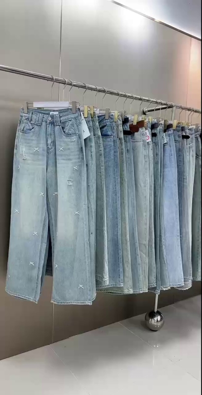 Jeans Kaki Lebar Warna Muda Musim Panas, 4000+ Helai, Stok Lebihan Baharu Shisanhang - Image 1