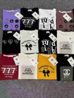 5000pcs Heavy Beaded Trendy Cotton T-Shirts - Chinese Clothing Stock Lots, 12.3 CNY/Piece Full Clearance, Assorted Designs & Colors, 220G Cotton Fabric - Image 9