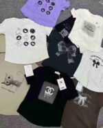 5000pcs Heavy Beaded Trendy Cotton T-Shirts - Chinese Clothing Stock Lots, 12.3 CNY/Piece Full Clearance, Assorted Designs & Colors, 220G Cotton Fabric - Image 2