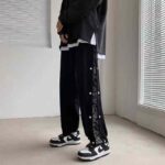 95pcs Full Stock Men's Autumn Winter Cargo Sweatpants - Ins Style Basketball Sports Harem Pants, Side Paisley Button Design, Convertible Cuffed/Straight Leg, Size L-XXL, Black, Wholesale Stock Lot - Image 8