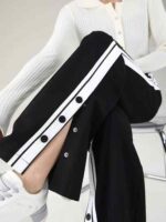 110pcs Bulk Clearance: Black Striped High-Waisted Loose-Fit Straight Wide-Leg Unlined Sweatpants | Sizes XL/4XL/5XL, Individually Packaged, 2 Colors | Wholesale Chinese Stock Pants - Image 6