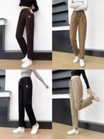 Bulk Wholesale Women's Fall Cotton Velvet Harem Pants | Embroidered K Logo, 4 Colors, Plus Sizes 2XL-5XL, Stock Lot Pricing: 14.8 CNY/PC (1600pcs), 15.3 CNY/PC (100pcs+) - Image 9