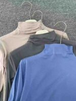 Bulk Stock Lot Women's High-Stretch Half Turtleneck Long Sleeve Base T-Shirts - 450 Pcs, One Size, 3 Colors, Individually Packaged, CNY6.3/Piece - Image 2