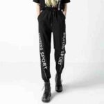 Bulk Lot 106pcs Women's Korean Style Spring & Autumn Harem Pants Elastic Waist with Letter Detail Casual Sweatpants - Black, Sizes M-3XL, Independent Packaging, 13.3 CNY/Piece - Image 9