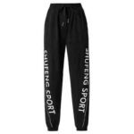 Bulk Lot 106pcs Women's Korean Style Spring & Autumn Harem Pants Elastic Waist with Letter Detail Casual Sweatpants - Black, Sizes M-3XL, Independent Packaging, 13.3 CNY/Piece - Image 5