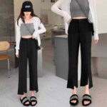 Full Stock Clearance: 260pcs Women's Black Split Hem Suit Pants, S-XXL, Ankle-Length Wide Leg, Seam-Bound Lining, Independent Packaging, Spring & Autumn, 12.3 CNY/Piece - Image 9