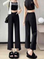 Full Stock Clearance: 260pcs Women's Black Split Hem Suit Pants, S-XXL, Ankle-Length Wide Leg, Seam-Bound Lining, Independent Packaging, Spring & Autumn, 12.3 CNY/Piece - Image 8