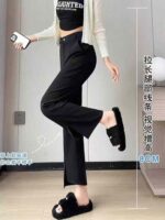 Full Stock Clearance: 260pcs Women's Black Split Hem Suit Pants, S-XXL, Ankle-Length Wide Leg, Seam-Bound Lining, Independent Packaging, Spring & Autumn, 12.3 CNY/Piece - Image 7