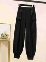 445pcs High Quality European Style Elastic Cuffed Cargo Pants | Bulk Stock Lot | Size M to XXL, Black, Stretch Fabric, Individual Packaging | 15.3 CNY/Piece - Image 9