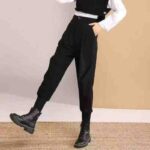 445pcs High Quality European Style Elastic Cuffed Cargo Pants | Bulk Stock Lot | Size M to XXL, Black, Stretch Fabric, Individual Packaging | 15.3 CNY/Piece - Image 8