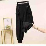 445pcs High Quality European Style Elastic Cuffed Cargo Pants | Bulk Stock Lot | Size M to XXL, Black, Stretch Fabric, Individual Packaging | 15.3 CNY/Piece - Image 7