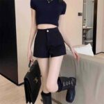 262 PCS Women's High-Waist Stretch Black Roman Shorts - Slim A-Line Dressy Hot Pants for Fall/Winter/Spring, S-XXL, Bulk Stock Lot Wholesale - Image 9