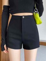 262 PCS Women's High-Waist Stretch Black Roman Shorts - Slim A-Line Dressy Hot Pants for Fall/Winter/Spring, S-XXL, Bulk Stock Lot Wholesale - Image 7