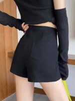 262 PCS Women's High-Waist Stretch Black Roman Shorts - Slim A-Line Dressy Hot Pants for Fall/Winter/Spring, S-XXL, Bulk Stock Lot Wholesale - Image 6