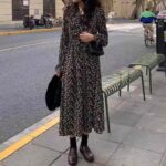 343PCS Bulk French Style Chiffon Floral Long Sleeve Midi Waist-Cinched Women's Dresses | Fall/Winter Collection | Sizes M-XXL | Single Style & Color | Genuine with Individual Packaging | Stock Lot Wholesale at 11.3 CNY/Piece - Image 8