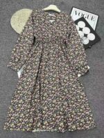 343PCS Bulk French Style Chiffon Floral Long Sleeve Midi Waist-Cinched Women's Dresses | Fall/Winter Collection | Sizes M-XXL | Single Style & Color | Genuine with Individual Packaging | Stock Lot Wholesale at 11.3 CNY/Piece - Image 6