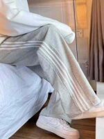 256 PCS Unisex Waffle Knit Wide-Leg Track Pants Loose Fit High-Waisted Casual Pants Black & Gray M-XXL Stock Lot Full Clearance - 10.3 CNY Each - Image 7