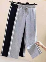 256 PCS Unisex Waffle Knit Wide-Leg Track Pants Loose Fit High-Waisted Casual Pants Black & Gray M-XXL Stock Lot Full Clearance - 10.3 CNY Each - Image 6