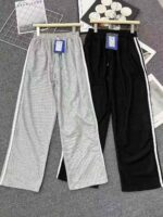 256 PCS Unisex Waffle Knit Wide-Leg Track Pants Loose Fit High-Waisted Casual Pants Black & Gray M-XXL Stock Lot Full Clearance - 10.3 CNY Each - Image 5