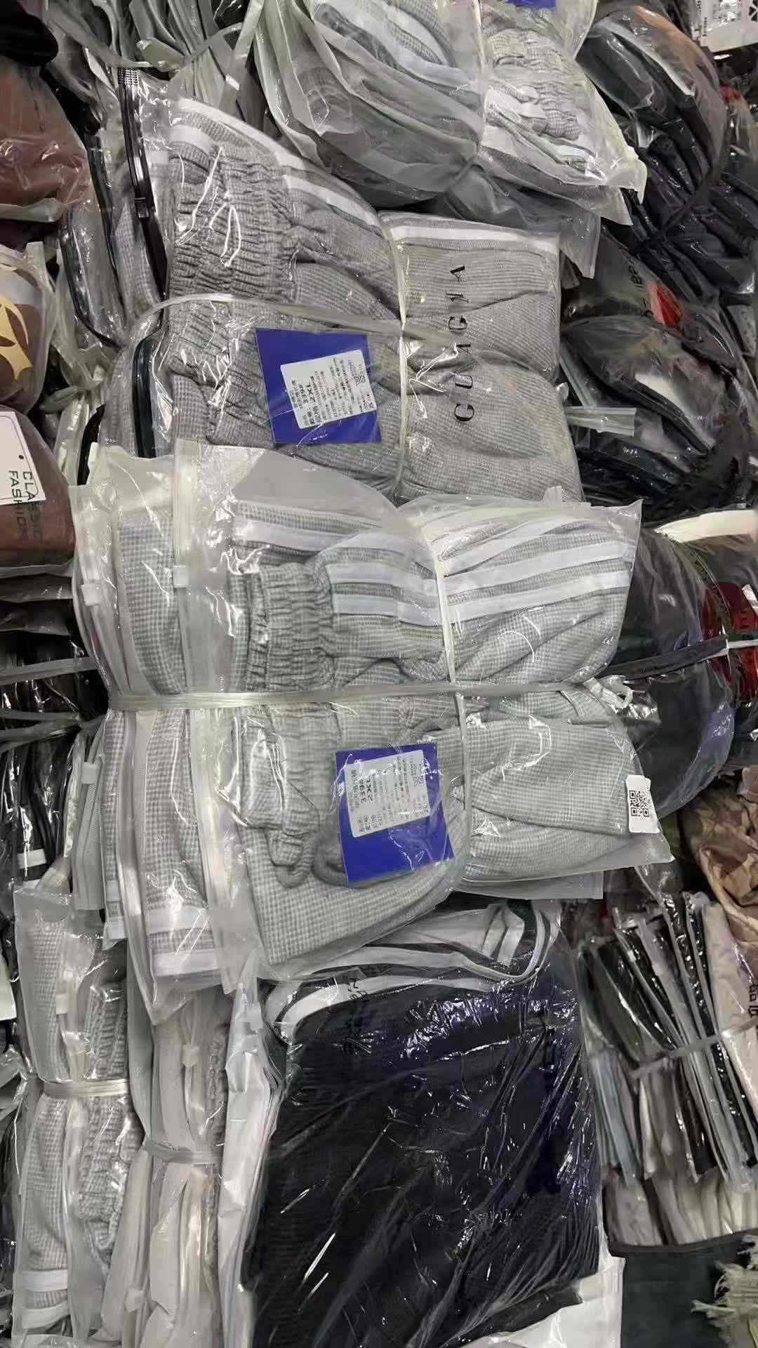 256 PCS Unisex Waffle Knit Wide-Leg Track Pants Loose Fit High-Waisted Casual Pants Black & Gray M-XXL Stock Lot Full Clearance - 10.3 CNY Each - Image 2