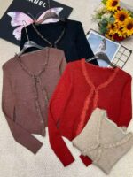 783 Pieces Spring & Summer Retro Chanel-Inspired Stretch Slim-Fit Long Sleeve Knit Cardigans | Independent Packaging, One Size | Full Clearance Stock Lot Wholesale at CNY6.4/pc - Image 9