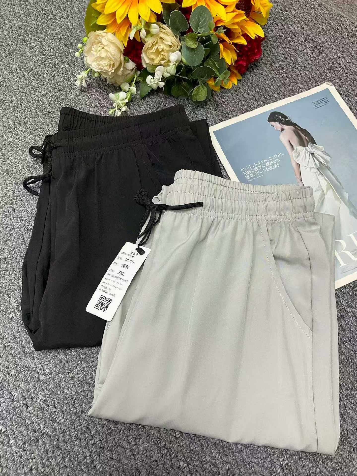 Summer Loose-Fit Quick-Dry Casual Track Pants with Drawstring - 2 Colors, Sizes L to 4XL, 600 Pcs, Individual Packaging & Branded Tags, Full Stock Bulk Wholesale 7.4 CNY/Pc - Image 2