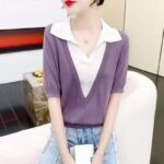 400PCS Summer Fake Two-Piece Ice Silk Knit Tops - Loose & Flattering, Soft Fabric, One Size, Independent Packaging | Bulk Stock Lot Wholesale @5.4 CNY - Image 5