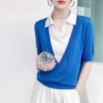 400PCS Summer Fake Two-Piece Ice Silk Knit Tops - Loose & Flattering, Soft Fabric, One Size, Independent Packaging | Bulk Stock Lot Wholesale @5.4 CNY - Image 4