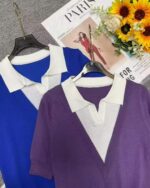 400PCS Summer Fake Two-Piece Ice Silk Knit Tops - Loose & Flattering, Soft Fabric, One Size, Independent Packaging | Bulk Stock Lot Wholesale @5.4 CNY - Image 2