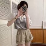 Bulk Stock Lot: 150pcs Summer Ice Silk Striped Polo Collar Fake Two-Piece Knit T-Shirts with Chiffon Sleeves | One Size, Soft Stretchy Fabric, Independent Packaging - Image 5