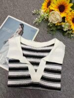 Bulk Stock Lot: 150pcs Summer Ice Silk Striped Polo Collar Fake Two-Piece Knit T-Shirts with Chiffon Sleeves | One Size, Soft Stretchy Fabric, Independent Packaging - Image 2