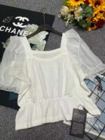1000PCS Summer Brand Original Knit Tops - Lace Patchwork, French Square Neck, Puff Sleeves, One Size, Tagged & Individual Packaging, Bulk Stock Lot Wholesale - Image 8