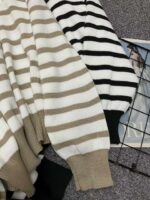 Bulk Wholesale Stock Lot: 110 Pcs Korean Style Spring Striped Lapel Loose Long-Sleeve Knit Tops - 8.4 CNY/Piece - Image 2