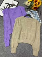 Bulk Wholesale Spring Soft Sweaters: 120pcs Puff Sleeve Crew Neck High Waist Regular Shoulder Style - Chinese Clothing Stock Lot CNY6.4/PC - Image 9