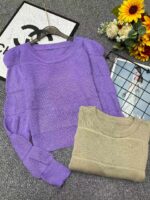 Bulk Wholesale Spring Soft Sweaters: 120pcs Puff Sleeve Crew Neck High Waist Regular Shoulder Style - Chinese Clothing Stock Lot CNY6.4/PC - Image 8