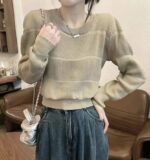 Bulk Wholesale Spring Soft Sweaters: 120pcs Puff Sleeve Crew Neck High Waist Regular Shoulder Style - Chinese Clothing Stock Lot CNY6.4/PC - Image 7