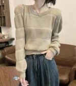 Bulk Wholesale Spring Soft Sweaters: 120pcs Puff Sleeve Crew Neck High Waist Regular Shoulder Style - Chinese Clothing Stock Lot CNY6.4/PC - Image 4