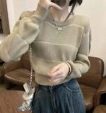 Bulk Wholesale Spring Soft Sweaters: 120pcs Puff Sleeve Crew Neck High Waist Regular Shoulder Style - Chinese Clothing Stock Lot CNY6.4/PC - Image 3
