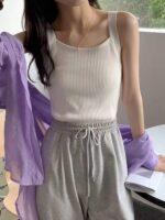 Summer Solid Loose Versatile Knit Camisoles Stock Lot - 4100 Pcs, Individually Packaged, Fits 50-75kg, Full Clearance @ 5.4 CNY/Piece - Image 6