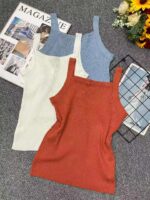 Summer Solid Loose Versatile Knit Camisoles Stock Lot - 4100 Pcs, Individually Packaged, Fits 50-75kg, Full Clearance @ 5.4 CNY/Piece - Image 3