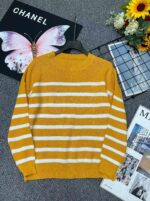 Stock Lot: 120pcs Spring Loose Fit Color Block Stripe Crew Neck Pullover Sweaters - Full Take @6.4 CNY/Piece, Soft Stretch Fabric, Individually Packed - Image 5