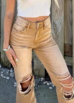 Bulk Stock Lot: Summer Branded American Style Loose Vintage Distressed Jeans, 535pcs, S-2XL, Individual Packaging, Wholesale Clearance at 10.4 CNY/Piece - Image 6